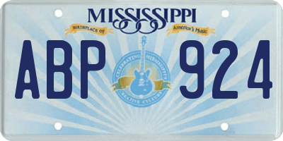 MS license plate ABP924