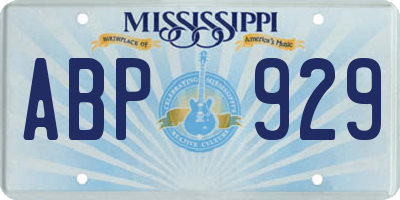 MS license plate ABP929