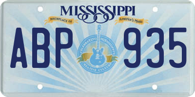 MS license plate ABP935