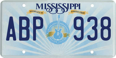 MS license plate ABP938