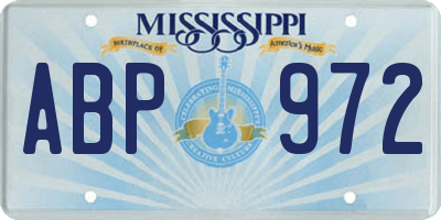 MS license plate ABP972