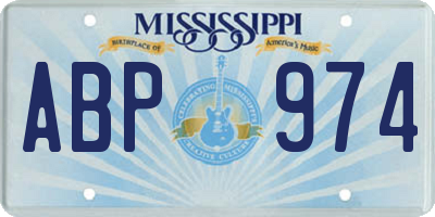 MS license plate ABP974