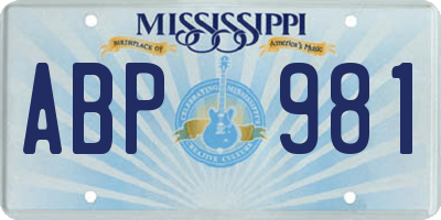 MS license plate ABP981