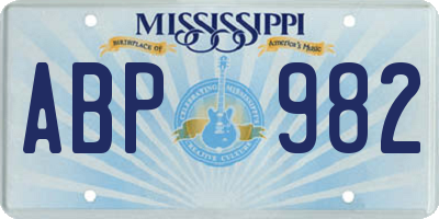 MS license plate ABP982