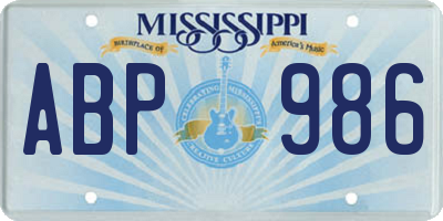 MS license plate ABP986