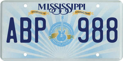 MS license plate ABP988