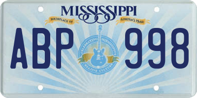 MS license plate ABP998