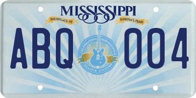 MS license plate ABQ004