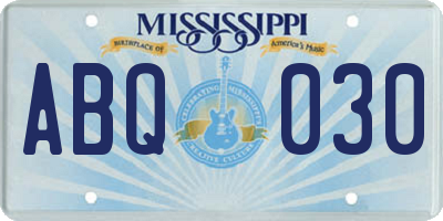 MS license plate ABQ030