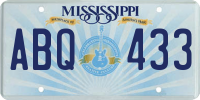 MS license plate ABQ433