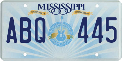 MS license plate ABQ445