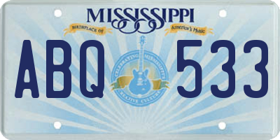 MS license plate ABQ533