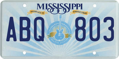 MS license plate ABQ803