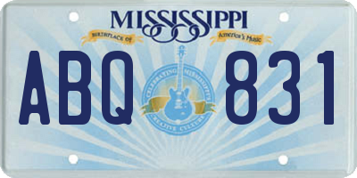 MS license plate ABQ831