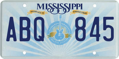 MS license plate ABQ845