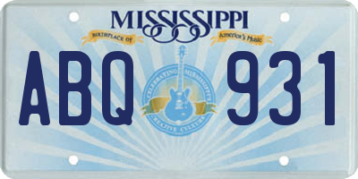 MS license plate ABQ931