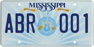 MS license plate ABR001