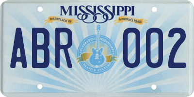 MS license plate ABR002