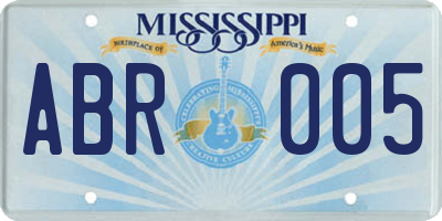 MS license plate ABR005