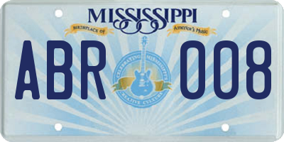 MS license plate ABR008