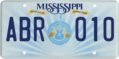 MS license plate ABR010