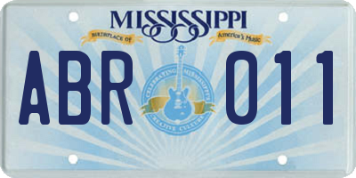 MS license plate ABR011