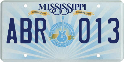 MS license plate ABR013