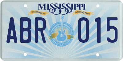 MS license plate ABR015