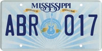 MS license plate ABR017