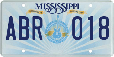 MS license plate ABR018