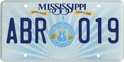 MS license plate ABR019