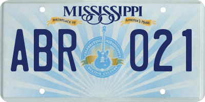 MS license plate ABR021