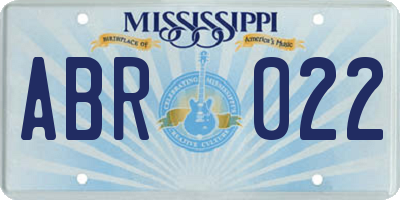 MS license plate ABR022