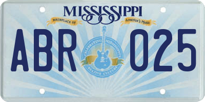 MS license plate ABR025