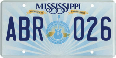 MS license plate ABR026