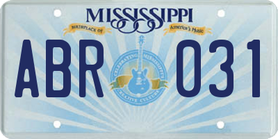 MS license plate ABR031