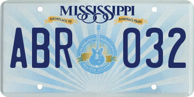 MS license plate ABR032