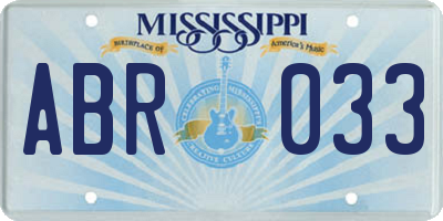 MS license plate ABR033