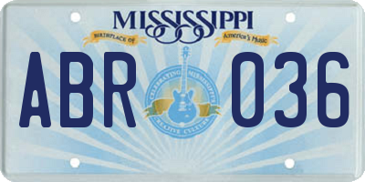 MS license plate ABR036