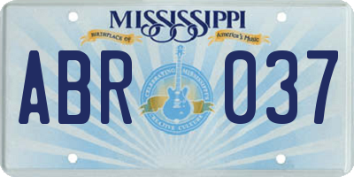 MS license plate ABR037