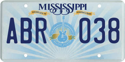 MS license plate ABR038