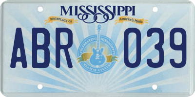 MS license plate ABR039