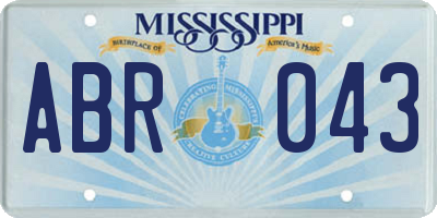 MS license plate ABR043