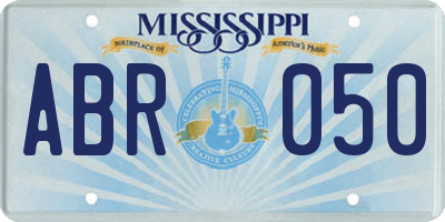 MS license plate ABR050