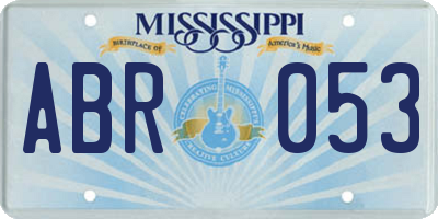 MS license plate ABR053