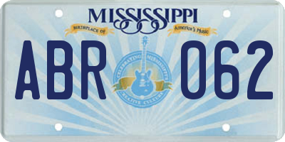 MS license plate ABR062