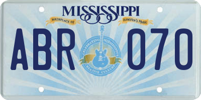 MS license plate ABR070