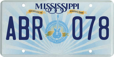 MS license plate ABR078