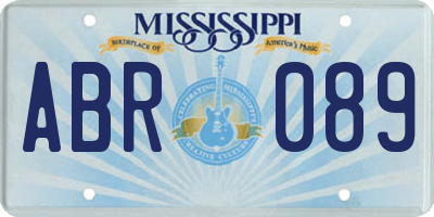 MS license plate ABR089