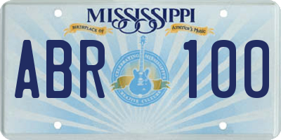 MS license plate ABR100